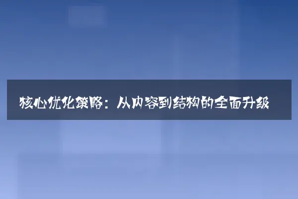 核心优化策略：从内容到结构的全面升级