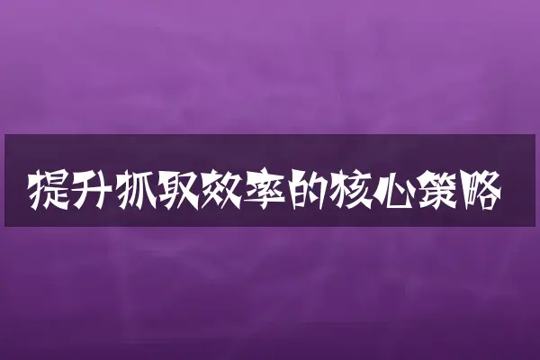 提升抓取效率的核心策略
